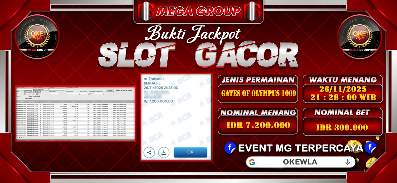 Bukti JP situs Okewla hari Rabu, 26 November 2025