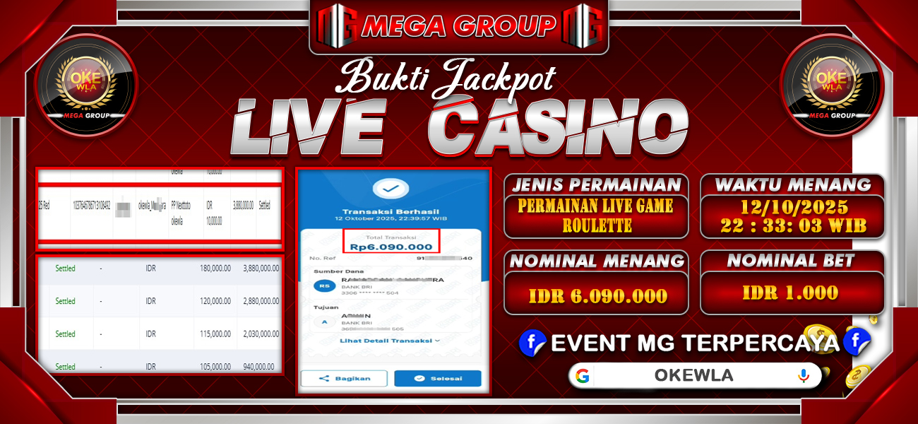 Bukti JP situs Okewla hari Senin, 13 Oktober 2025