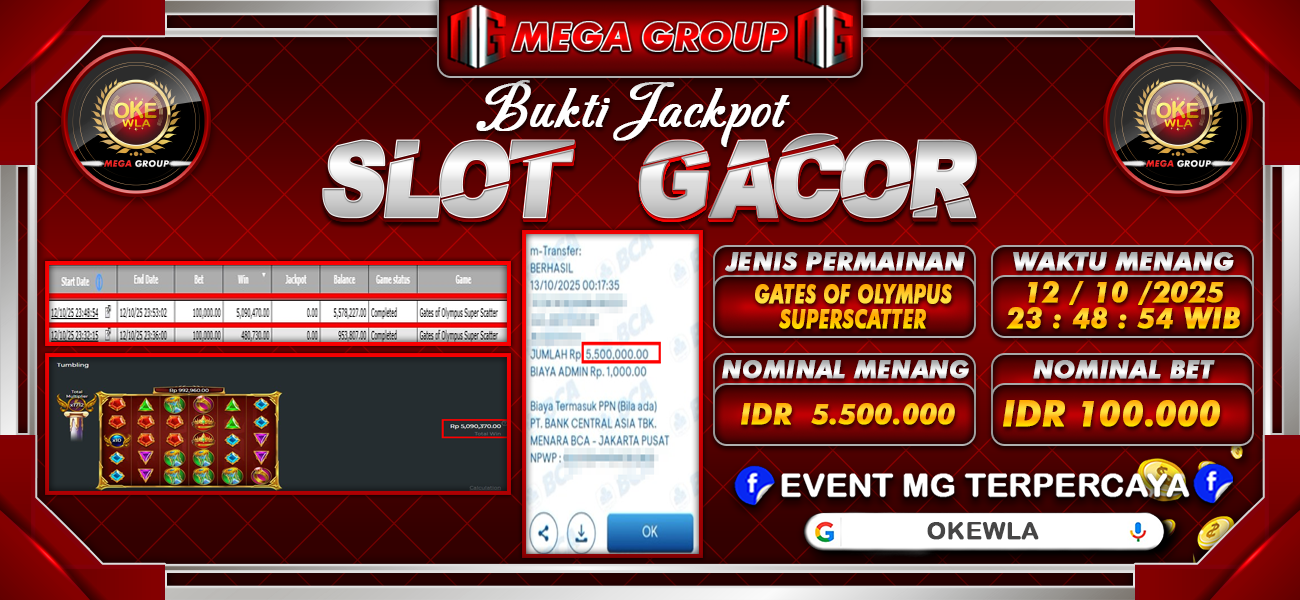 Bukti JP situs Okewla hari Minggu, 12 Oktober 2025