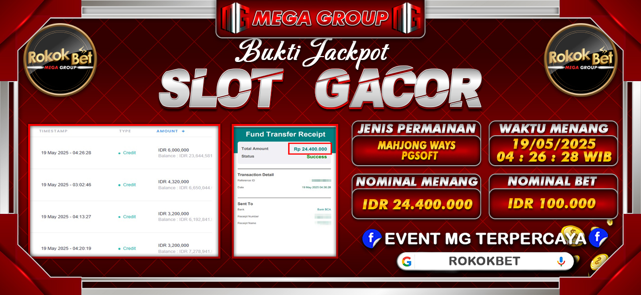 Bukti JP situs Rokokbet hari Senin, 19 Mei 2025