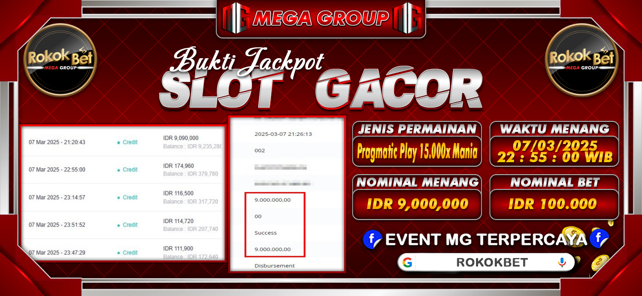 Bukti JP situs Rokokbet hari Sabtu, 08 Maret 2025