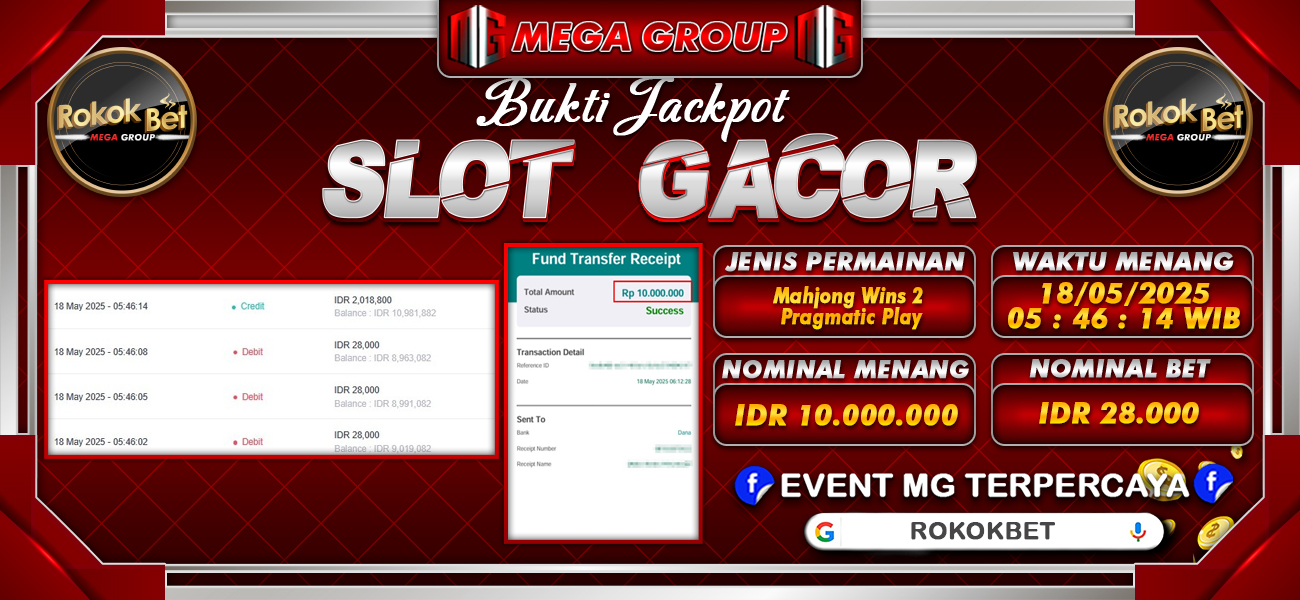 Bukti JP situs Rokokbet hari Senin, 19 Mei 2025