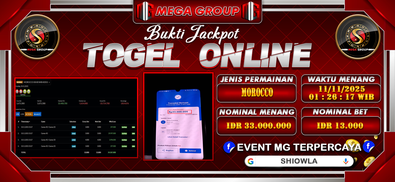 Bukti JP situs Shiowla hari Selasa, 11 November 2025