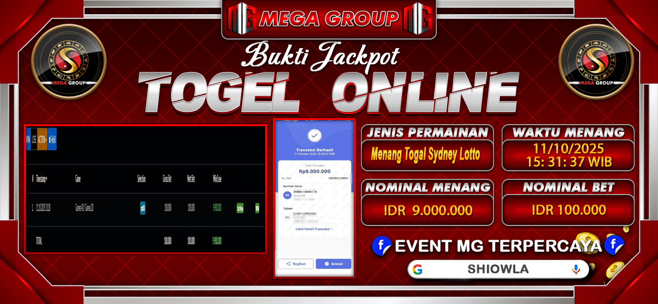 Bukti JP situs Shiowla hari Sabtu, 11 Oktober 2025