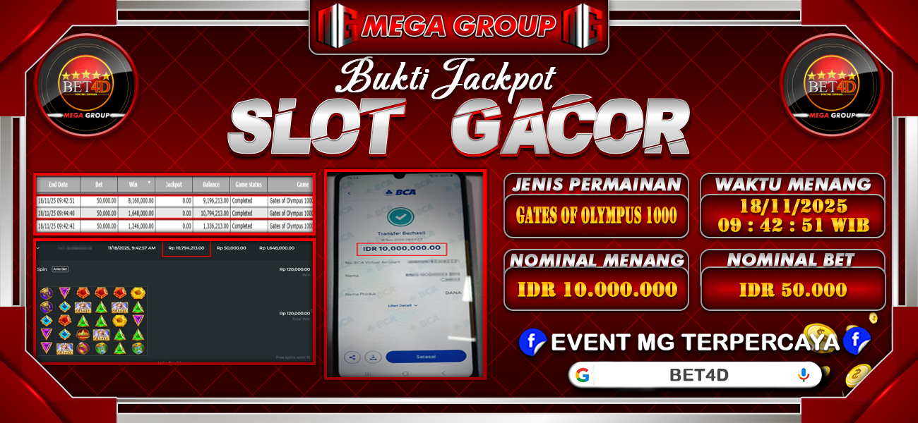 Bukti JP situs Bet4D hari Selasa, 18 November 2025