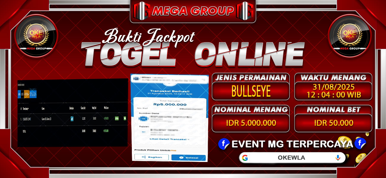 Bukti JP situs Okewla hari Minggu, 31 Agustus 2025