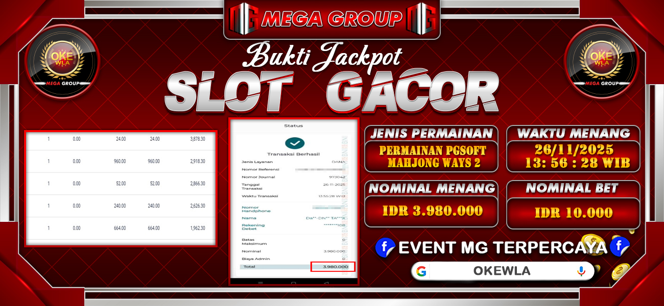 Bukti JP situs Okewla hari Rabu, 26 November 2025