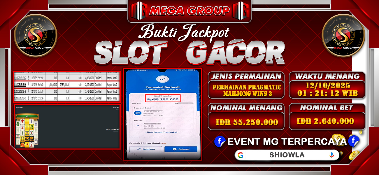 Bukti JP situs Shiowla hari Minggu, 12 Oktober 2025