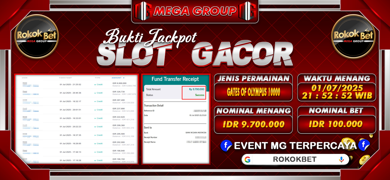 Bukti JP situs Rokokbet hari Rabu, 02 Juli 2025