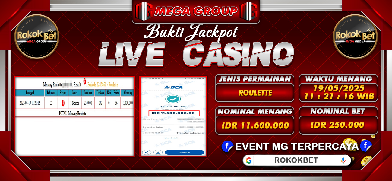 Bukti JP situs Rokokbet hari Senin, 19 Mei 2025