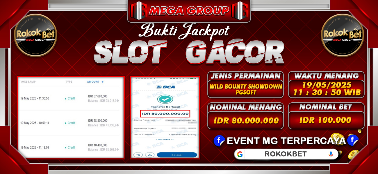 Bukti JP situs Rokokbet hari Senin, 19 Mei 2025