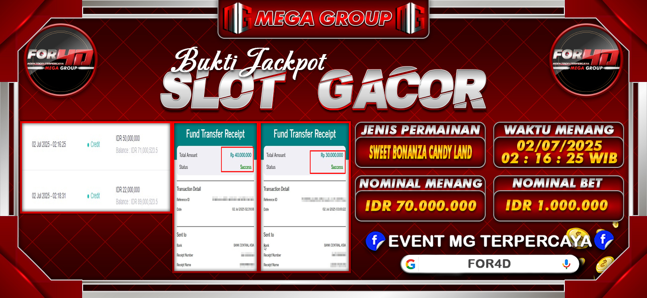 Bukti JP situs For4D hari Rabu, 02 Juli 2025