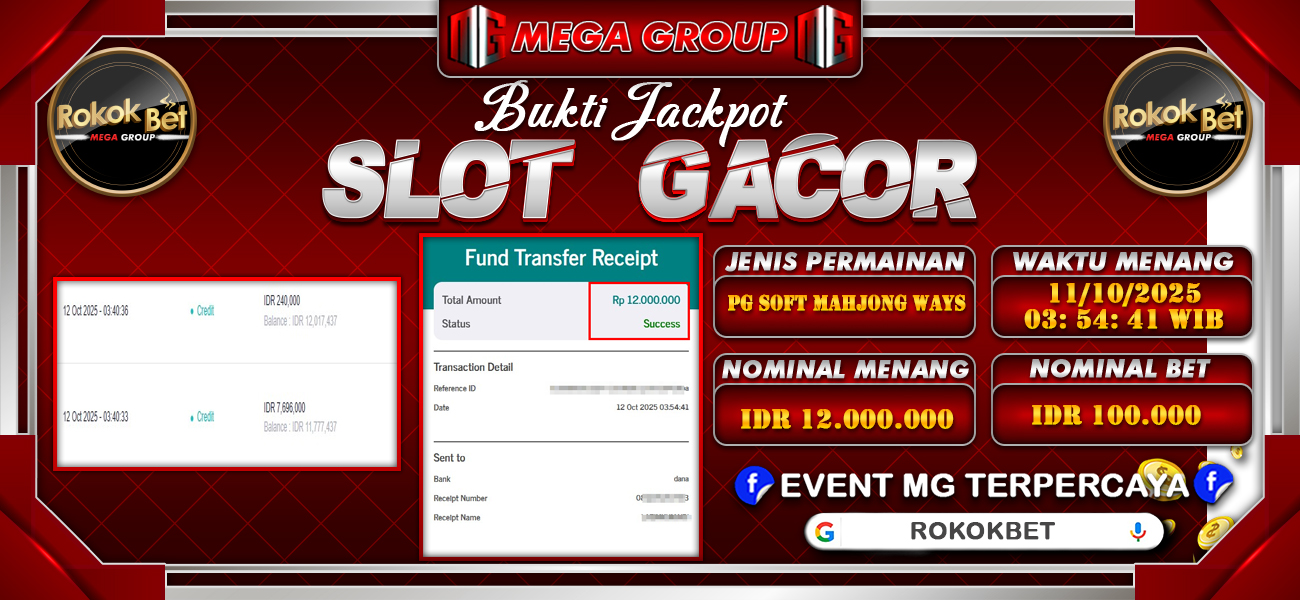 Bukti JP situs Rokokbet hari Minggu, 12 Oktober 2025
