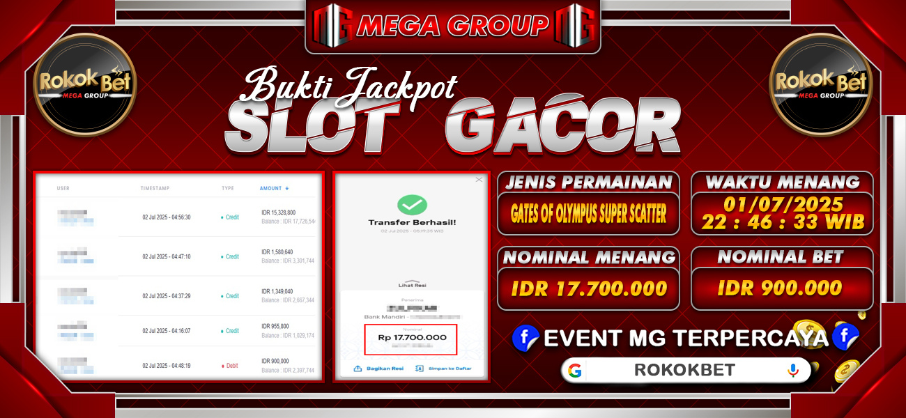 Bukti JP situs Rokokbet hari Selasa, 01 Juli 2025