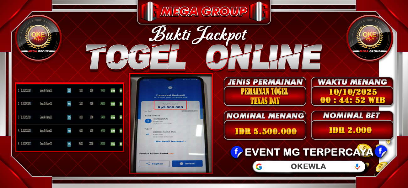 Bukti JP situs Okewla hari Minggu, 12 Oktober 2025