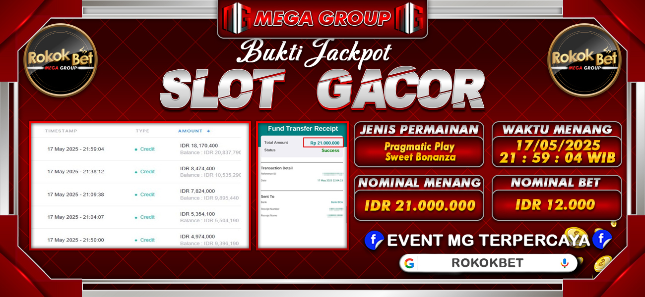 Bukti JP situs Rokokbet hari Senin, 19 Mei 2025